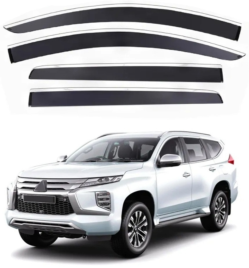 Дефлекторы окон (Ветровики) для Mitsubishi Pajero Sport 2016+ с металлическим молдингом