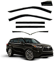Дефлекторы окон (Ветровики) для Toyota Highlander 2020+ c металлическим молдингом (6 частей)