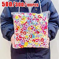 100/300/500 шт. цветная базовая нейлоновая резинка для волос для девочек, резинка для волос с хвостиком,