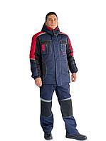 Костюм рабочий Мега, утепленный, цвет синий с черными и красными вставками