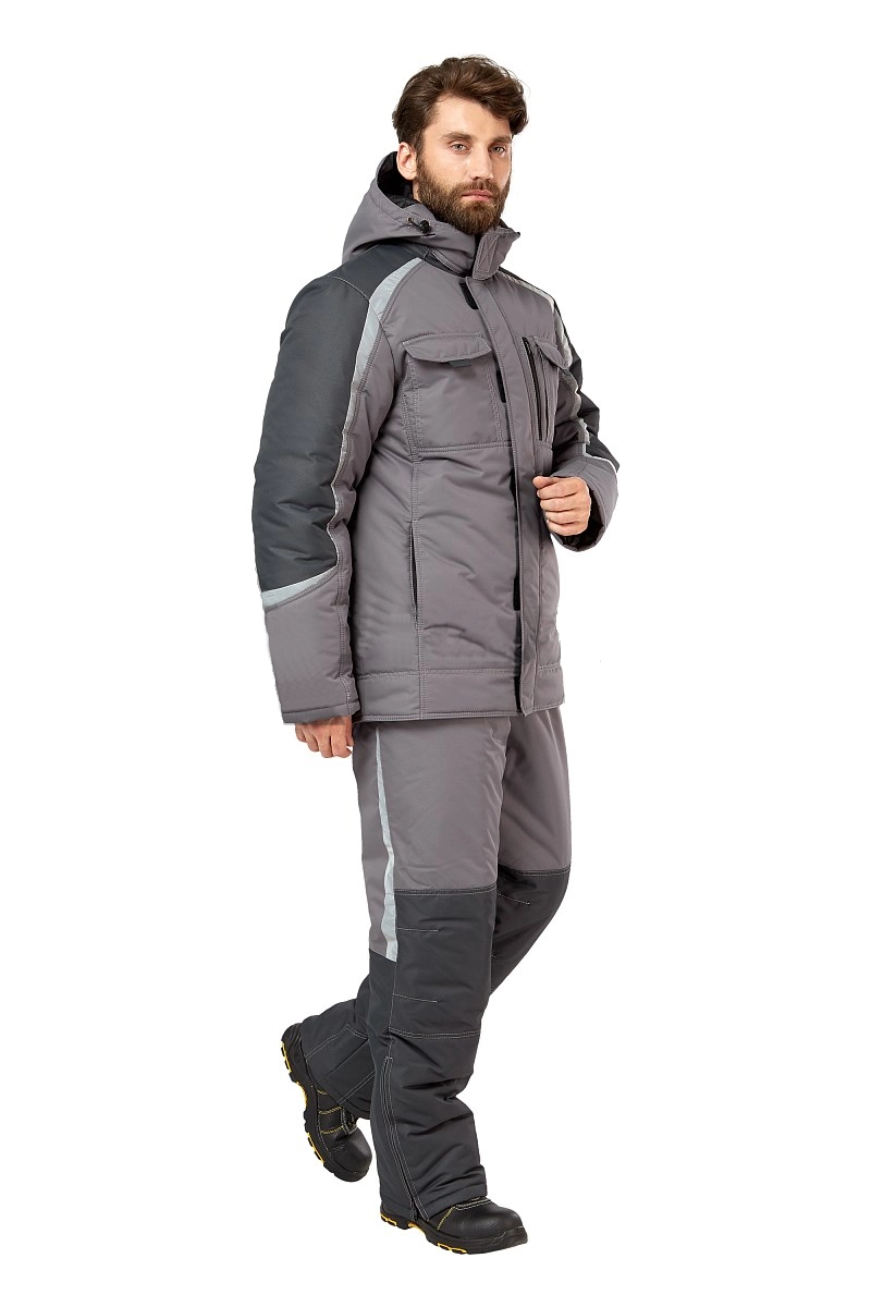 Костюм Финикс-Лайт утепленный, серый с темно-серой вставкой - фото 1 - id-p120241800