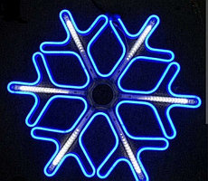 Новогодняя светодиодная фигура "Снежинка" синяя с бегущей полосой  - 60 х 60 см флекс -неон  двухсторонняя