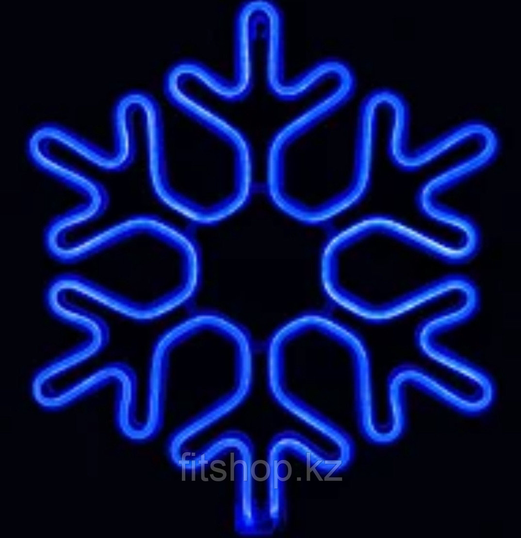 Новогодняя светодиодная фигура "Снежинка" синий - 60 х 60 см флекс -неон  двухсторонняя