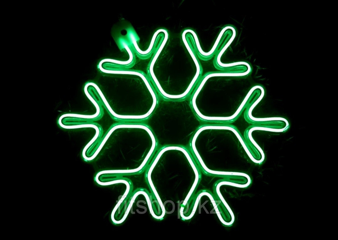 Новогодняя светодиодная фигура "Снежинка" зеленый  - 60 х 60 см флекс -неон  двухсторонняя