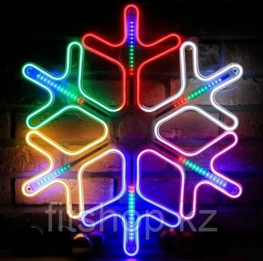Новогодняя светодиодная фигура "Снежинка" RGB с бегущей полосой - 30х30 см флекс -неон
