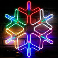 Новогодняя светодиодная фигура "Снежинка" RGB с бегущей полосой - 30х30 см флекс -неон