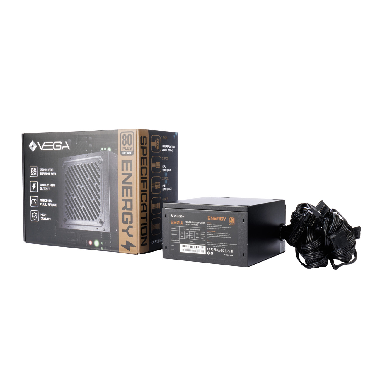 Блок питания Vega ENERGY +Bronze 650w (VPS-650W)