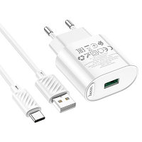 Зарядное устройство Hoco C109A Fighter single port QC3.0 charger set(Type-C)(EU) white