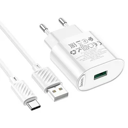 Зарядное устройство Hoco C109A Fighter single port QC3.0 charger set(Type-C)(EU) white