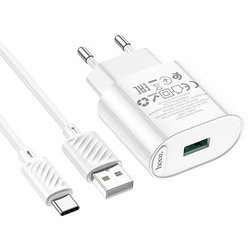 Зарядтау құрылғысы Hoco C109A Fighter single port QC3.0 charger set(Type-C)(EU) white