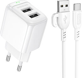Зарядное устройство Borofone BAS41A Potential dual-port charger set (Type-C)(EU) white