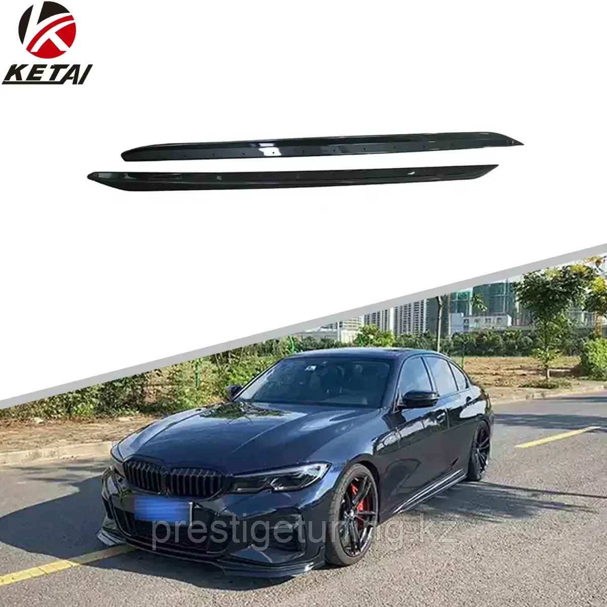 Накладки на пороги (лезвие) на BMW 3-серия на (G20/G80) 2018-22 (Черный цвет)