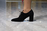 Женские туфли-ботильоны "Paoletti" натуральная замша черного цвета. Нарядная женская обувь.