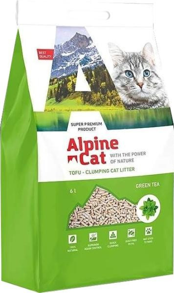 Alpine Cat Тофу Соевый наполнитель Зелёный чай, 6 л, фото 1