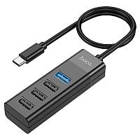 HUB Type-c Hoco HB25 Easy mix 4-in1 converter (Type-C to USB3.0+USB2.0*3) black