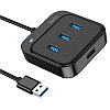 Converter Hoco HB31 Easy 4-in-1 converter(USB to USB3.0*4)(L=1.2M), Black, фото 4