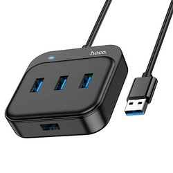 Converter Hoco HB31 Easy 4-in-1 converter(USB to USB3.0*4)(L=1.2M), Black