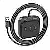 Converter Hoco HB31 Easy 4-in-1 converter(USB to USB3.0*4)(L=1.2M), Black, фото 2