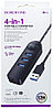 Converter Borofone DH6 Erudite 4-in-1 Gigant Ethernet Adapter (USB to USB3.0*3+RJ45)(L=1.2m) black, фото 5