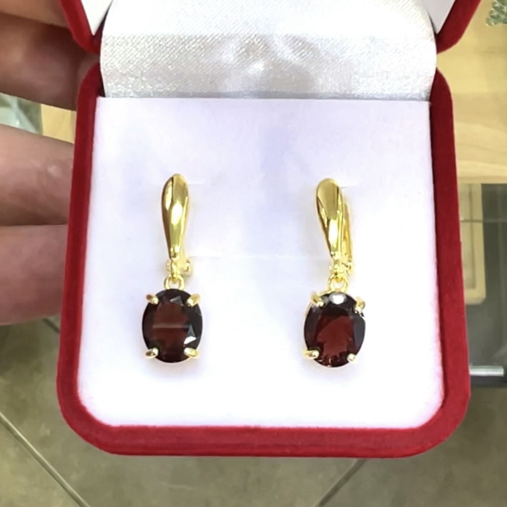 Серьги с натуральными Гранатами 10 мм