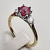 Кольцо золото 585 17,5р бриллиант 0,28Сt VVS2/H VG-Cut, Рубин натуральный 0,86Сt, фото 4