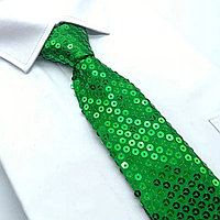 Карнавальный галстук с пайетками на замке зеленый