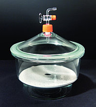 Мные эксикаторы с пластиковой ручкой, краном и фарфоровой пластиной, силикатное стекло