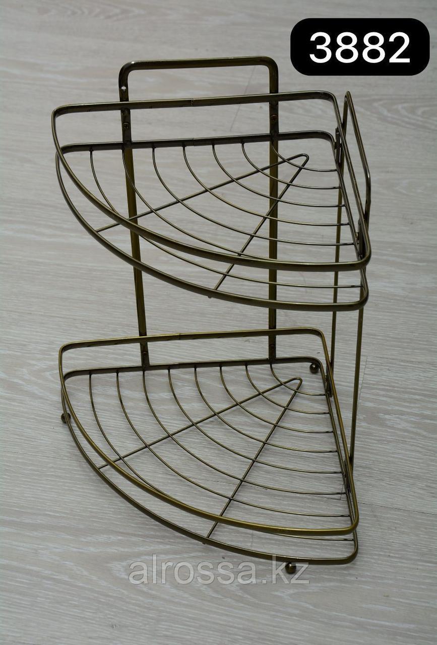 Угловая полка металлическая,2-полки 3882А Бронза, фото 1