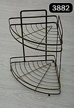 Угловая полка металлическая,2-полки 3882А Бронза