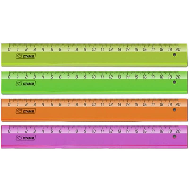 Линейка СТАММ 20 см, тонированная, ассорти, фото 1