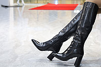 Стильные женские зимние сапоги натуральная кожа на высоком каблуке 37