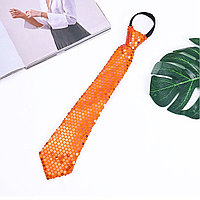 Галстук карнавальный с пайетками на замке оранжевый