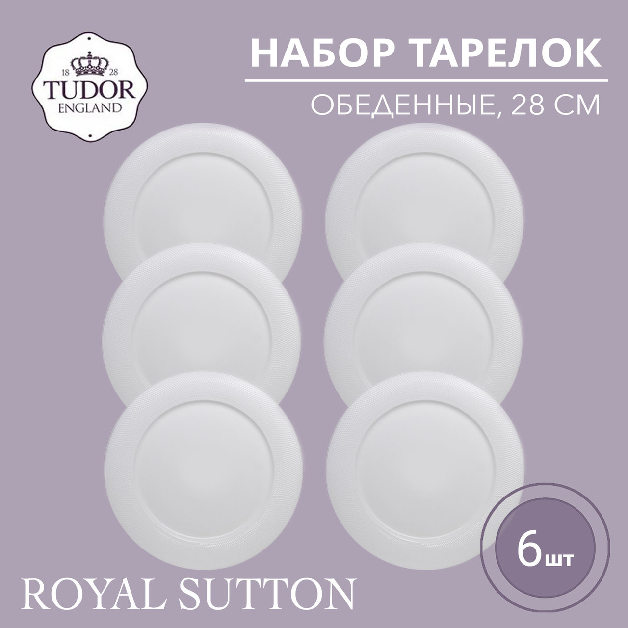 Тарелка обеденная 28 см Royal Sutton TU2081-5 (набор 6шт) TUDOR, фото 1