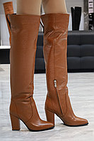 Женские демисезонные сапоги рыжего цвета натуральная кожа
