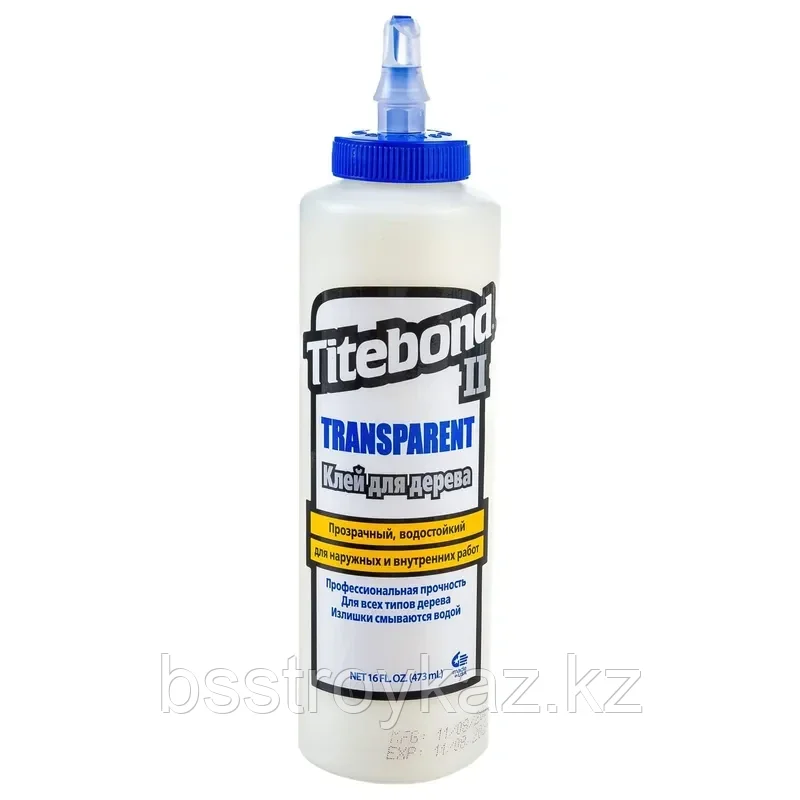 Клей столярный прозрачный влагостойкий для дерева Titebond II TRANSPARENT 473мл TB1124