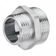 Ниппель переходной латунь Ду 40х20 (1 1/2"х3/4") наруж. резьба Никель (5/70)