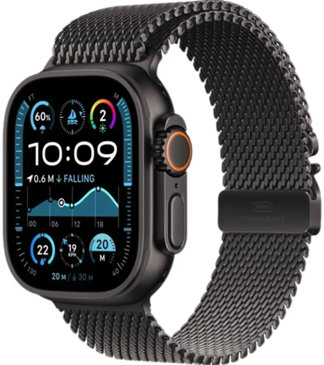 Apple Watch Ultra Series 2 GPS 2024 + Cellular MILANESE LOOP Loop 49 мм Black, фото 1