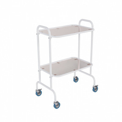Столик медицинский (SMI-2s) (Инструментальный, 2 полки - стекло) Антистатические колеса