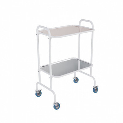 Столик медицинский (SMI-2sn) (Инструментальный, 2 полки - стекло, нерж.) Антистатические колеса