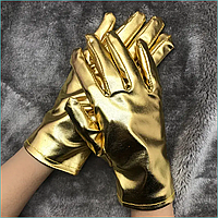 Перчатки элегантные из искусственной кожи (Золото)