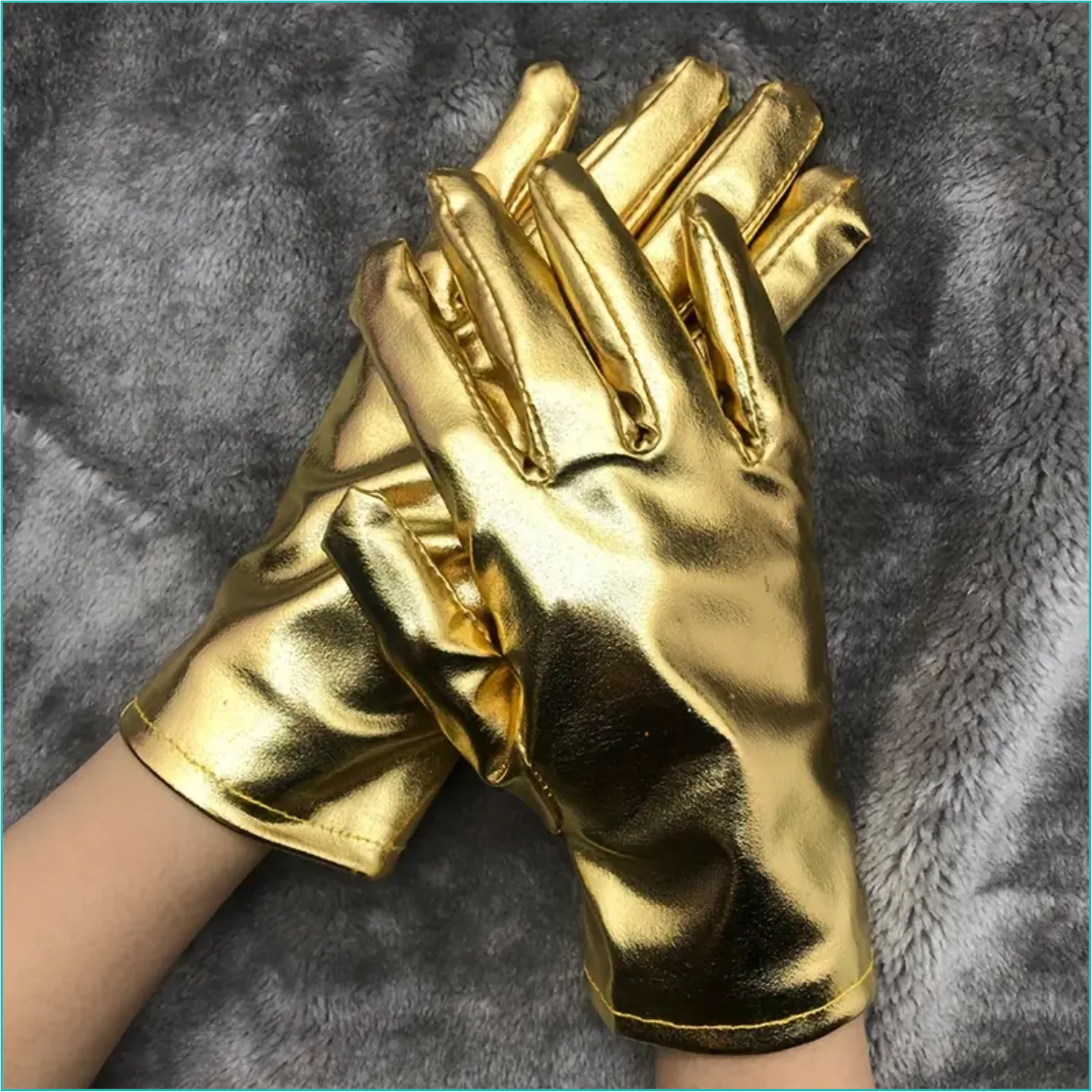 Перчатки элегантные из искусственной кожи (Золото)