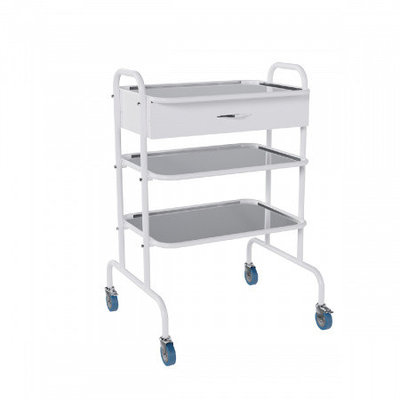 Столик медицинский (SMM-3n-1m) (Манипуляционный, 3 нерж. полки, 1 ящик - металл) Стандарт