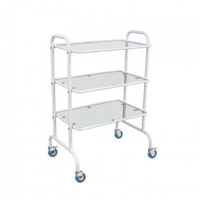 Столик медицинский (SMP-3s) (Предметный, 3 полки - стекло) Антистатические колеса