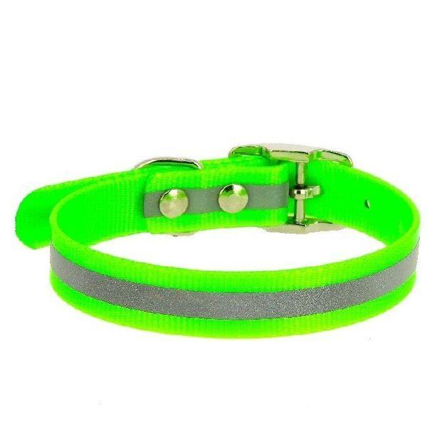 Ошейник К из биотана со светоотражающей полоской 15 мм 21 - 30 см зеленый, фото 1