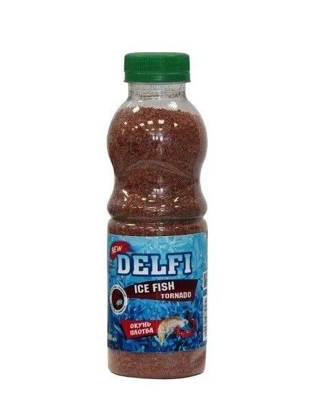 Прикормка DELFI Ice Fish Tornado (окунь-плотва/гаммарус+мотыль, красная) 500мл, фото 1
