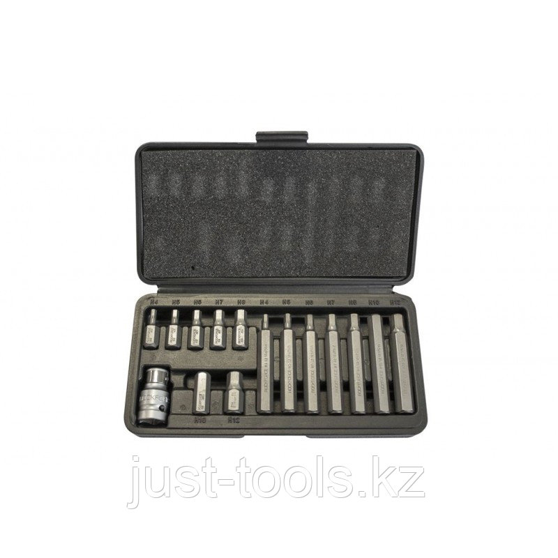 ROCKFORCE Набор бит HEX с битодержателем,15пр. 1/2"(L:30/75мм;4-8,10,12мм) 27211       RF-4155(C)