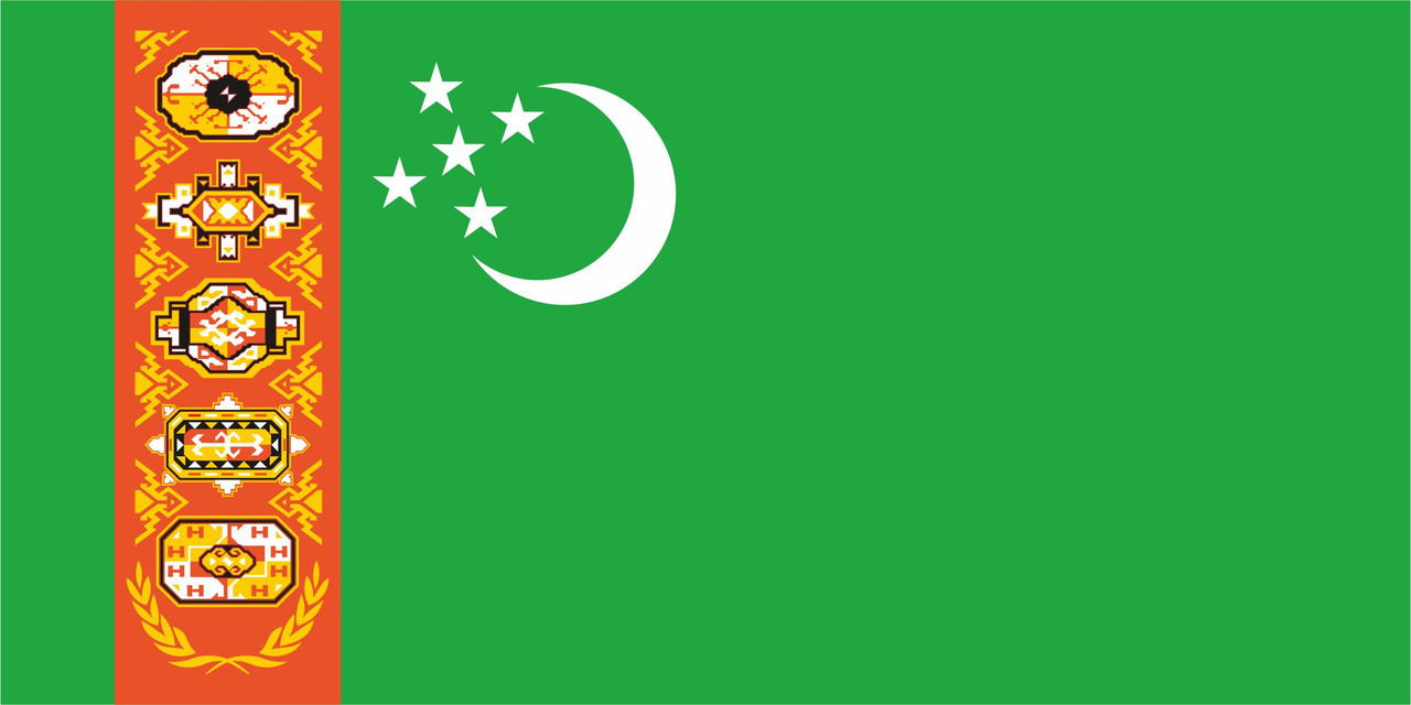 Флаг Туркменистана 1 х 2 метра.