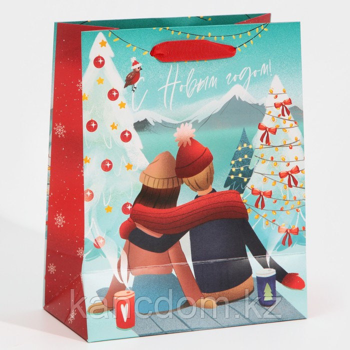 Пакет подарочный новогодний ламинированный «Любовь», MS 18 х 23 х 10 см, Новый год. 7695765