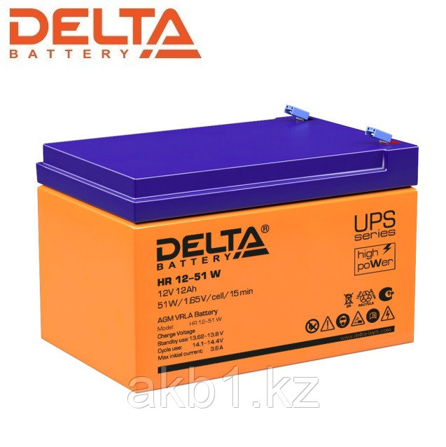Аккумулятор Delta HR 12-51 W (12V / 12 Ah | Длина, мм 151 | Ширина, мм 98 | Высота, мм 95 )