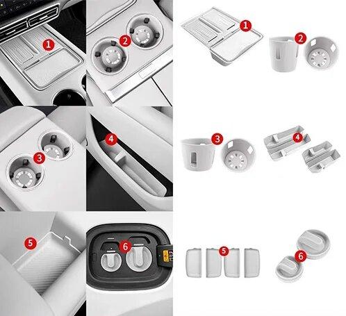 Набор силиконовых накладок в салон Lixiang L7, Белого цвета, рестайлинг 2024 год, фото 1